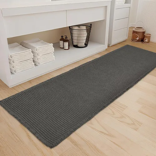 Vista 33 de ZALL - Tapete de baño de punto gofre beige, súper absorbente, antideslizante, largo, color crema, 24 x 72 pulgadas, lavable a máquina, ultra suave
