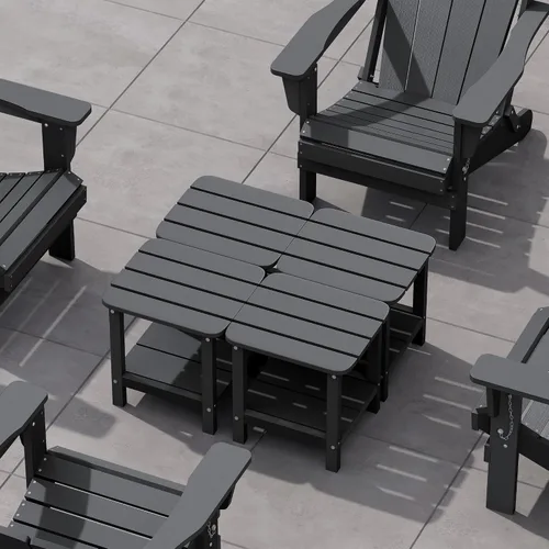 Vista 16 de SERWALL Mesa auxiliar Double Adirondack, Mesa auxiliar de forma rectangular, Negra