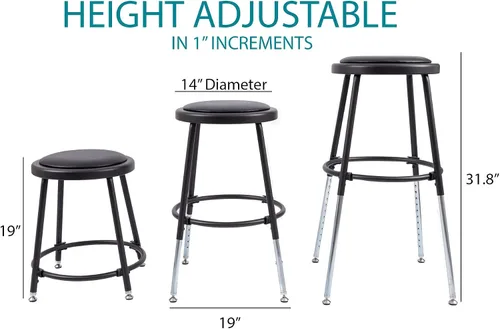 Vista 7 de Stand Up Desk Store Taburete apilable de altura ajustable para oficina y oficina (negro)