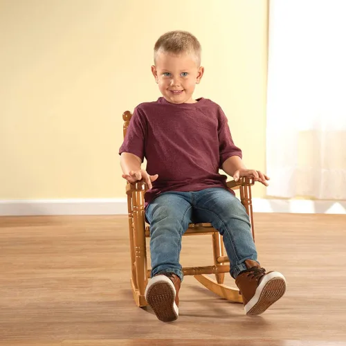 Vista 4 de Miles Kimball Mecedora natural personalizada para niños - madera, fuente negra