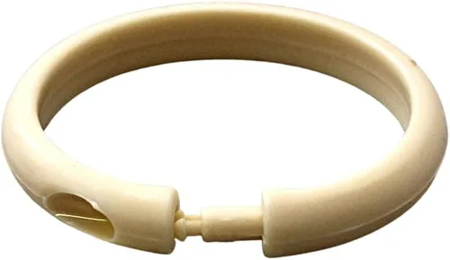 Vista 2 de Paquete de 24 anillos de cortina de ducha de plástico con cierre ovalado, de fácil deslizamiento (beige)