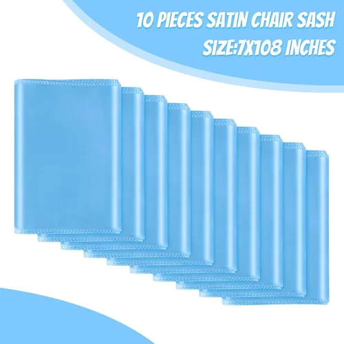Vista 2 de 10 PCS Lazos de Satén Azul Bebé para Sillas Bandas Universales Cintas para Sillas Lazos Traseros para Bodas Fiestas Recepciones Eventos Banquetes