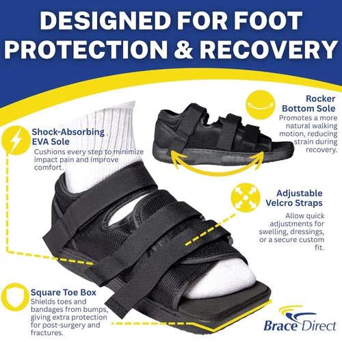 Vista 3 de Zapato Postoperatorio Brace Direct L3260 - Zapato Ortopedico Ajustable para Pie y Dedo Roto, Fracturas por Esfuerzo, Hallux Valgus, Recuperación