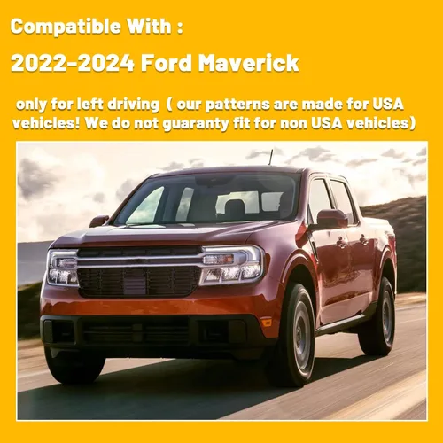 Vista 6 de Tapete antideslizante para tablero de instrumentos compatible con Ford Maverick 2022 2023 2024 Protector solar (borde negro)