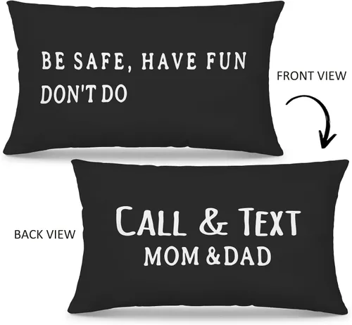 Vista 2 de Mingnei Funda de almohada con texto en inglés "Call Your Mom", divertida funda de almohada reversible decorativa de 12 x 20 pulgadas, regalos