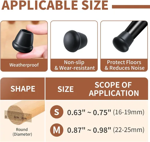 Vista 2 de Ezprotekt Tapas de goma antideslizantes para patas de silla de 0.75