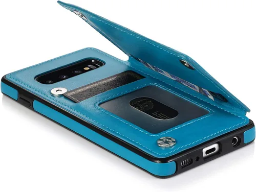 Vista 5 de Asuwish Funda compatible con Samsung Galaxy S10 y protector de pantalla de vidrio templado, accesorios para tarjetero con ranura para soporte