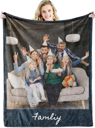 Vista 16 de Youltar Regalos personalizados para el día de la madre para mamá, manta de fotos personalizada de hija e hijo, 6 collages de fotos de 30 x 40