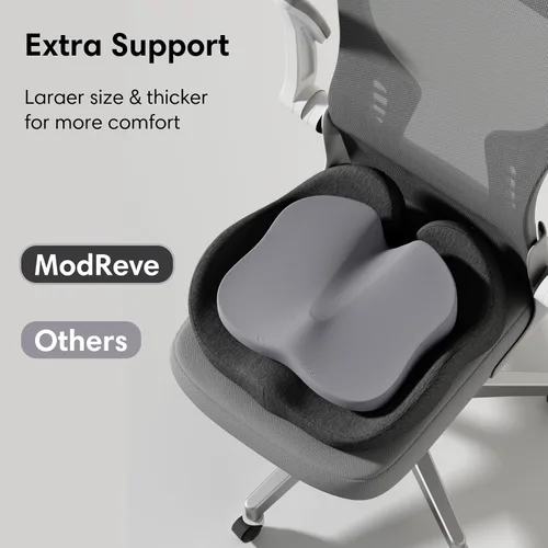 Vista 4 de Cojín de asiento de espuma viscoelástica para silla de oficina, automóvil y silla de ruedas, cojín de coxis suave y cómodo para aliviar el dolor