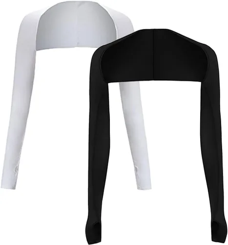 Vista 9 de Cool Shawl - Juego de 2 fundas de protección solar con agujeros para los dedos, protección UV, fundas para brazos para golf