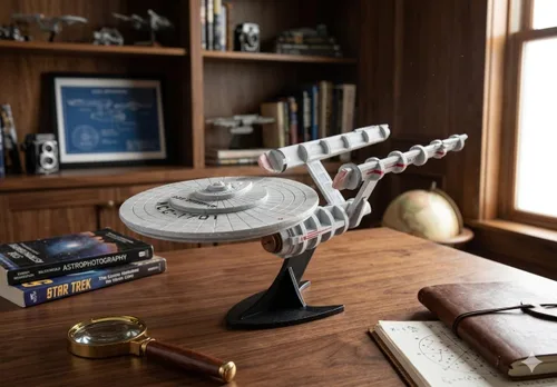 Vista 4 de Star Trek The Next Generation Enterprise - Kit de figuras de rompecabezas de madera 3D (50 piezas) – Construye y pinta juguete de réplica de nave