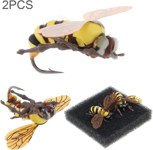 Vista 8 de 2 señuelos de pesca con mosca de abeja, señuelos de pesca de trucha de abejorro, pesca con mosca