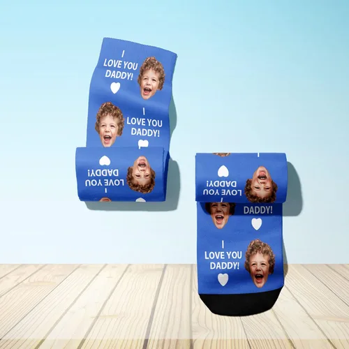 Vista 4 de Artsadd Calcetines personalizados para el día del padre con foto, calcetines personalizados para la cara, regalos divertidos de cumpleaños