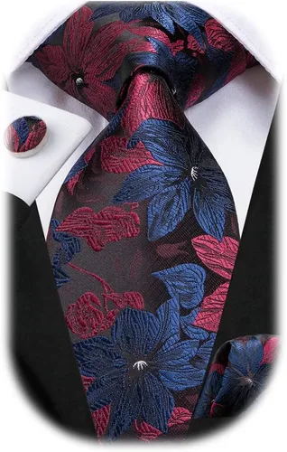 Vista 10 de Dubulle Corbata tejida de cachemira para hombre y gemelos de pañuelo para hombre, conjunto de gemelos para boda formal y negocios