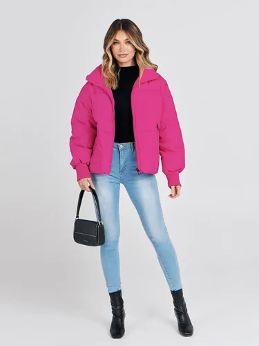 Vista 5 de Chaqueta MEROKEETY acolchada de invierno, con cremallera y bolsillos para mujer, abrigo corto y holgado