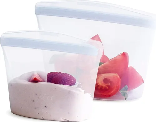 Vista 12 de Bolsas de almacenamiento de alimentos reutilizables de silicona premium Stasher, paquete de 3 unidades, multiusos, bolsas de almacenamiento