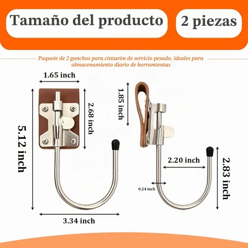Vista 2 de Soporte de cuero para taladro para cinturón, gancho para herramientas, funda para herramienta de araña, soporte para martillo, 2 paquetes