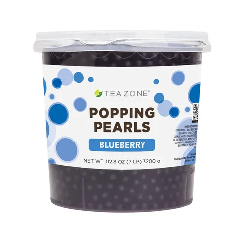 Vista 6 de Tea Zone Popping Pearls. Popping Boba, perlas negras con jugos saborizados, frasco de 7 Lb