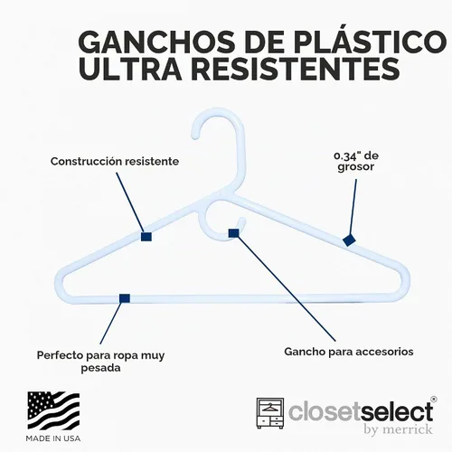 Vista 4 de Closetselect Perchas ultra resistentes, paquete de 28 unidades, perchas