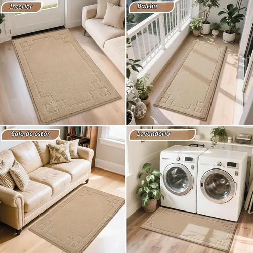 Vista 8 de BEQHAUSE - Tapete para puerta de 20 x 32 pulgadas, antideslizante, lavable para interiores, color beige