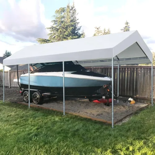 Vista 7 de Cubierta de Repuesto Mejorada para Toldo de Cochera para Carpa de Auto de 10' x 20' Cubierta Superior de Refugio de Garaje Lona con Cuerdas