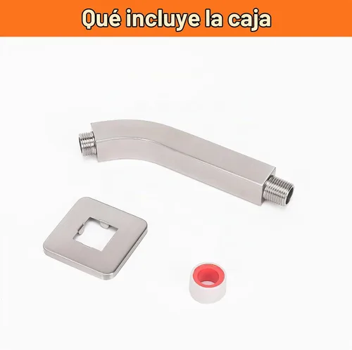 Vista 7 de Brazo de ducha HarJue con brida y cinta de teflón, brazo de extensión de tubo de ducha cuadrado montado en la pared de acero inoxidable 304