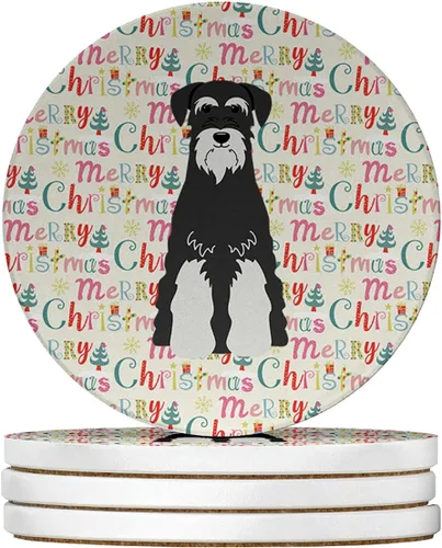 Vista 112 de Abyssinian Sand Terrier Merry Christmas - Posavasos grandes de piedra arenisca (4 unidades)