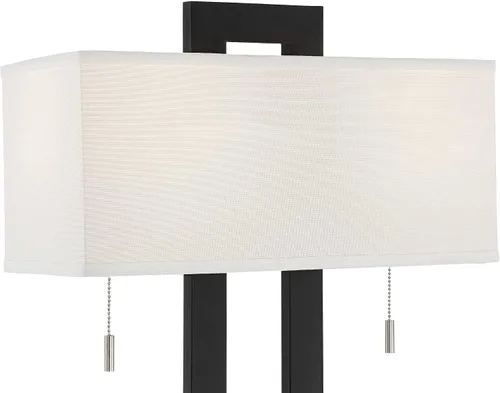 Vista 6 de 360 Lighting Neil - Juego de 2 lámparas de mesa rectangulares rústicas modernas de 26 pulgadas de alto, cadena de tracción de puerto USB, pantalla