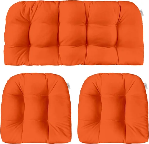 Vista 22 de RSH DECOR: Sunbrella - Juego de 3 cojines de mimbre copetudos 41 x 19 pulgadas y 19 x 19 pulgadas Fabricado con tela de rendimiento Sunbrella