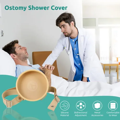 Vista 2 de Funda de baño impermeable para estoma ostomía, cubierta de ducha de ostomía, protector de heridas de ducha de ostomía, funda de ducha para bolsa
