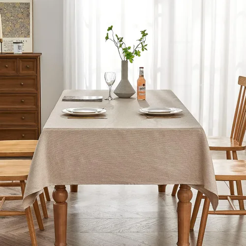 Vista 9 de BALCONY & FALCON Mantel Rectangular de Lino Sintético Impermeable Lavable Limpiable Cubierta de Mesa para Decoración de Mesa de Cocina Comedor