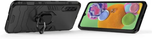 Vista 2 de Compatible con Samsung Galaxy A90 5G, soporte de anillo de metal, a prueba de golpes, parachoques duro