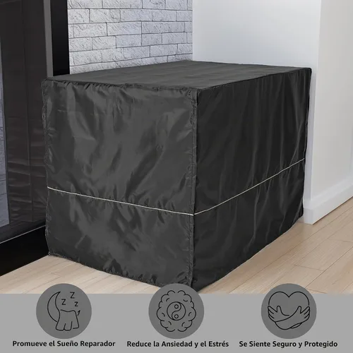 Vista 3 de MidWest Homes for Pets XL Funda para jaula de perro, cubierta de perrera de poliéster negro para dar privacidad, se ajusta a la mayoría