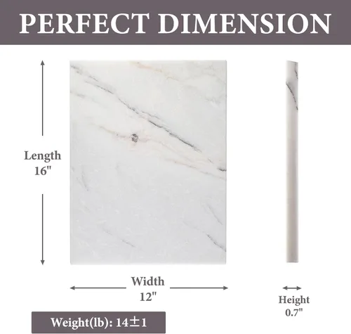 Vista 2 de Tabla de cortar de mármol Koville para cocina, tabla de queso de losa grande de mármol de 16x12 pulgadas, tabla de servir rectangular para hornear