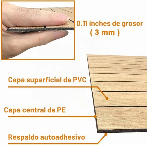 Vista 7 de Yutianli Panel de Pared de Listones de PVC Despegar y Pegar 118" x 15.7" Panel de Listones de Madera Falsa Grano de Madera de Roble Artificial