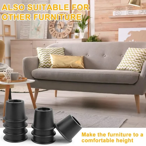 Vista 2 de Elevadores de cama, 8 elevadores de mesa, elevadores redondos de muebles para sofá, mesa, sofá, escritorio, silla, bloques de elevadores de cama