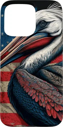 Vista 31 de Funda para iPhone 16 Pelican Bird Patriotic Vintage American Flag Pelícano