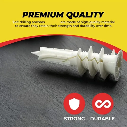 Vista 7 de Qualihome Anclajes autoperforantes para paneles de yeso – Anclajes de plástico para paneles de yeso, paneles de yeso, chapa – Anclajes de tornillo