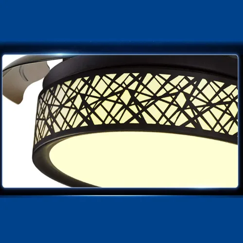 Vista 7 de Ventilador de techo invisible de 42 pulgadas con luz y control remoto, acabado negro, aspas retráctiles, ventiladores con luces LED, 3 cambios