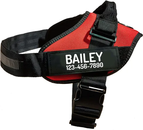 Vista 19 de Arnés personalizado sin tirones para perro con 2 parches personalizados para nombre y teléfono, chaleco reflectante transpirable para mascotas
