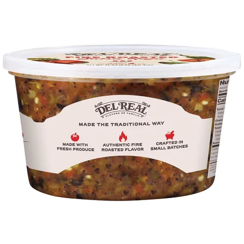 Vista 3 de Del Real Foods Salsa al rojo vivo: sabor auténtico con tomates y chiles asados al fuego, salsa fresca refrigerada, sin conservantes, ideal