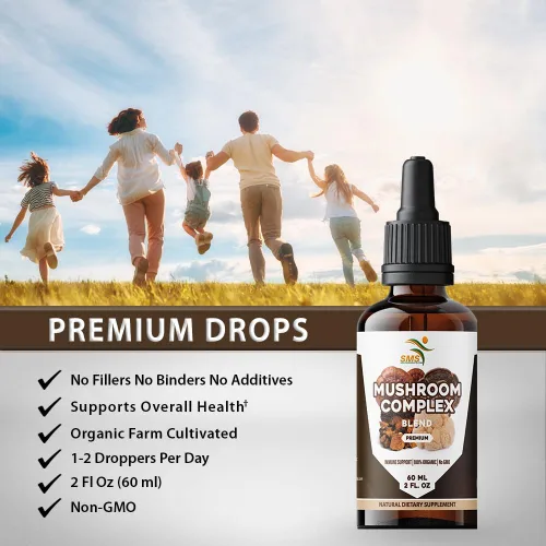 Vista 7 de Suplemento complejo de hongos gotas de tintura, melena de león, reishi, cola de pavo, chaga, para apoyo del sistema inmunológico, gotas líquidas