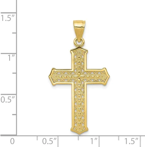 Vista 3 de Colgante de cruz de oro amarillo macizo de 10 quilates, 1.378 in x 0.748 in, regalos de joyería para mujeres, esposa, mamá, regalos para hombres