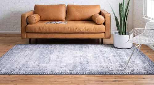 Vista 3 de Unique Loom Chateau Collection - Alfombra rectangular de 5 pies 1 pulgada x 8 pies, color gris y beige Gris Azul/Beige