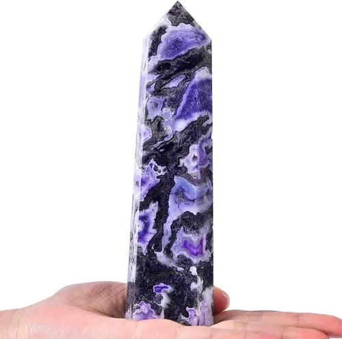 Vista 45 de AMOYSTONE Obelisco de Piedra de Sangre Africana Varita de Cristal Curativo Grande Torre Columna Facetada de 6 Lados Reiki Chakra Meditación Terapia