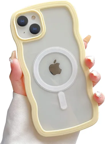 Vista 23 de Yeddabox Magsafe - Funda compatible con iPhone 13, diseño de ondas, lindo marco de colores de caramelo con ondas de agua, a prueba de golpes