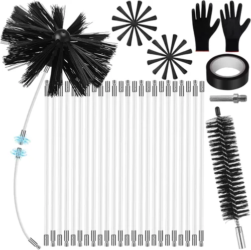 Vista 8 de Kit de 2 cepillos para chimenea con varillas flexibles, 20 pies