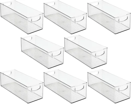 Vista 9 de mDesign Organizador de plástico para juguetes, cesta de almacenamiento con asas para armario, armario, armario y estantes, capacidad para bloques