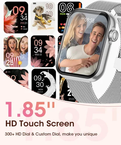 Vista 2 de Reloj inteligente para iPhone Android, relojes de fitness para gusanos con monitor de sueño/frecuencia cardíaca/spO2/presión arterial, reloj