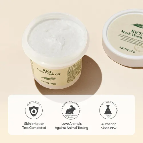 Vista 7 de SKINFOOD Mascarilla de arroz para lavar 3.5 onzas, exfolia suavemente la piel, ilumina y suaviza con arroz rico en nutrientes